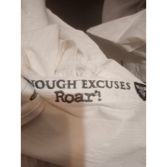 ROAR Buckle Enough Excuses Mens White Embroidered Long Sleeve Button Shirt Large - Picture 12 of 15